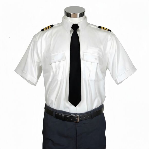 Crew Outfitters Pilot Navy Uniform Shirt Short Sleeve Epaulets Sz 2XL 18.5 S/S - Picture 4 of 11